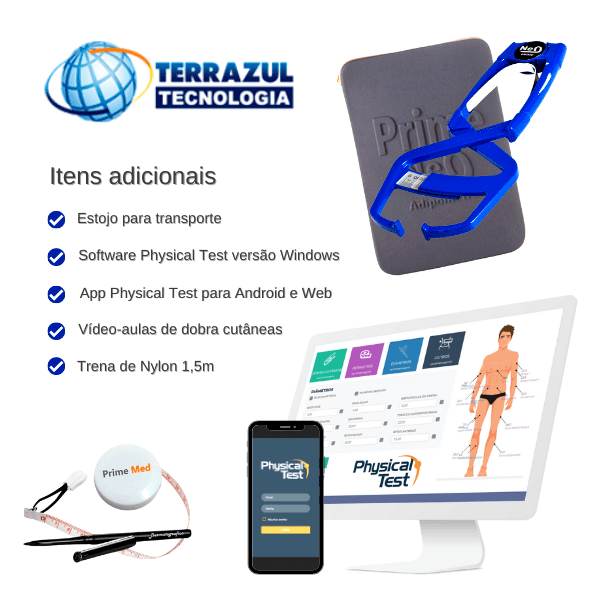 Adipometro Profissional Prime Med Neo Plus Clinico com Software Physical Test 2.98