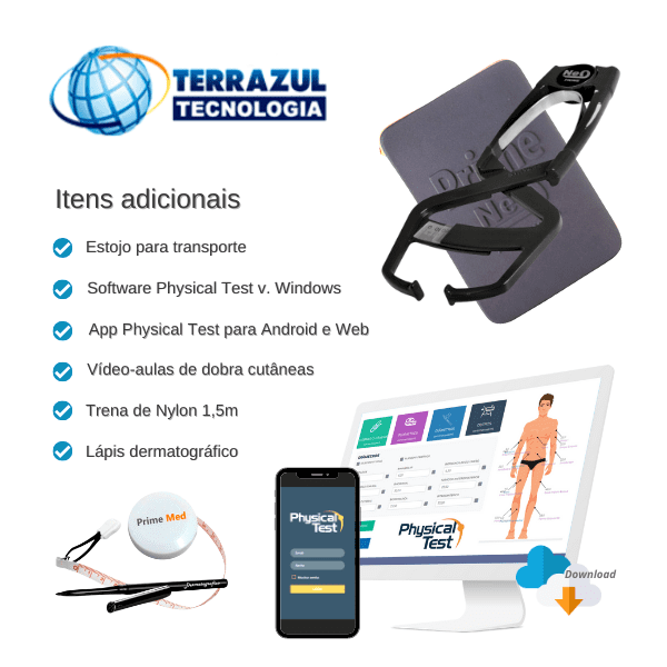 Adipometro Profissional Prime Med Neo Plus Clinico com Software Physical Test 2.98