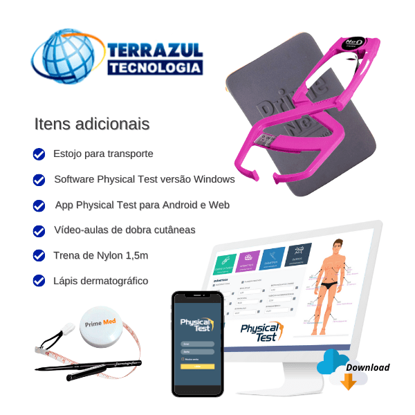 Adipometro Profissional Prime Med Neo Plus Clinico com Software Physical Test 2.98